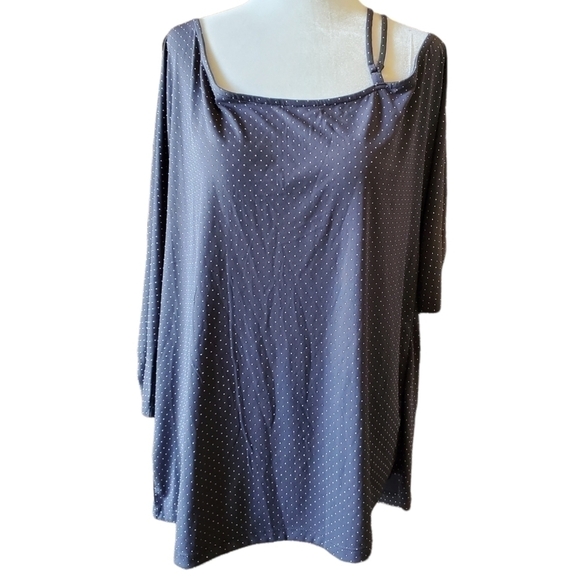 TORRID Steele Grey Metallic Dot Shortsleeve Top Sz 12 - Picture 1 of 8